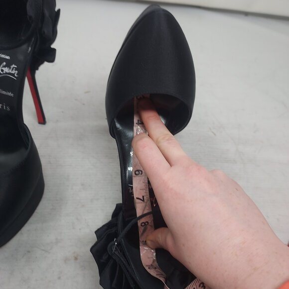 CHRISTIAN LOUBOUTIN Black Maria Frou Alta Satin Platform Pump Shoe - Picture 12 of 13